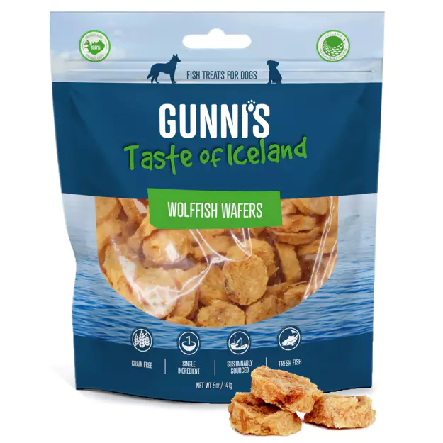 Gunni's Taste of Iceland Wolffish Wafers - 5oz