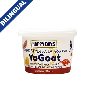 Happy Days YoGoat Cheddar/Bacon Greek Style Frozen Goat Milk Yogurt - 475gm