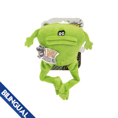 goDog Action Plush Green Frog with Chew Guard Animated - each