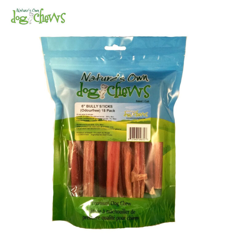 Nature's Own Odourfree Bully Sticks Multipack (18 per pack) - 6"
