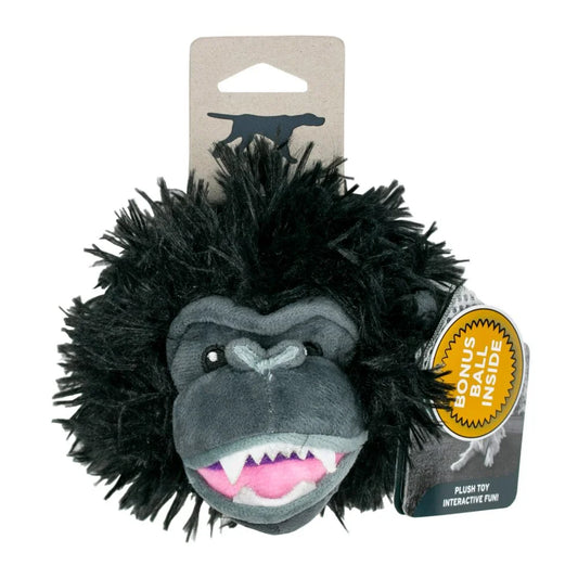 Tall Tails Plush Gorilla Bear 2 in 1 Fetch Squeaker Ball Toy - 4"