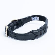 Angel Leather Braided Collar Black -  20"x1"